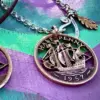 70th birthday ship halfpenny Handcrafted and repurposed Golden Hind ship coin pendant necklace