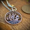 70th birthday ship halfpenny Handcrafted and repurposed Golden Hind ship coin pendant necklace