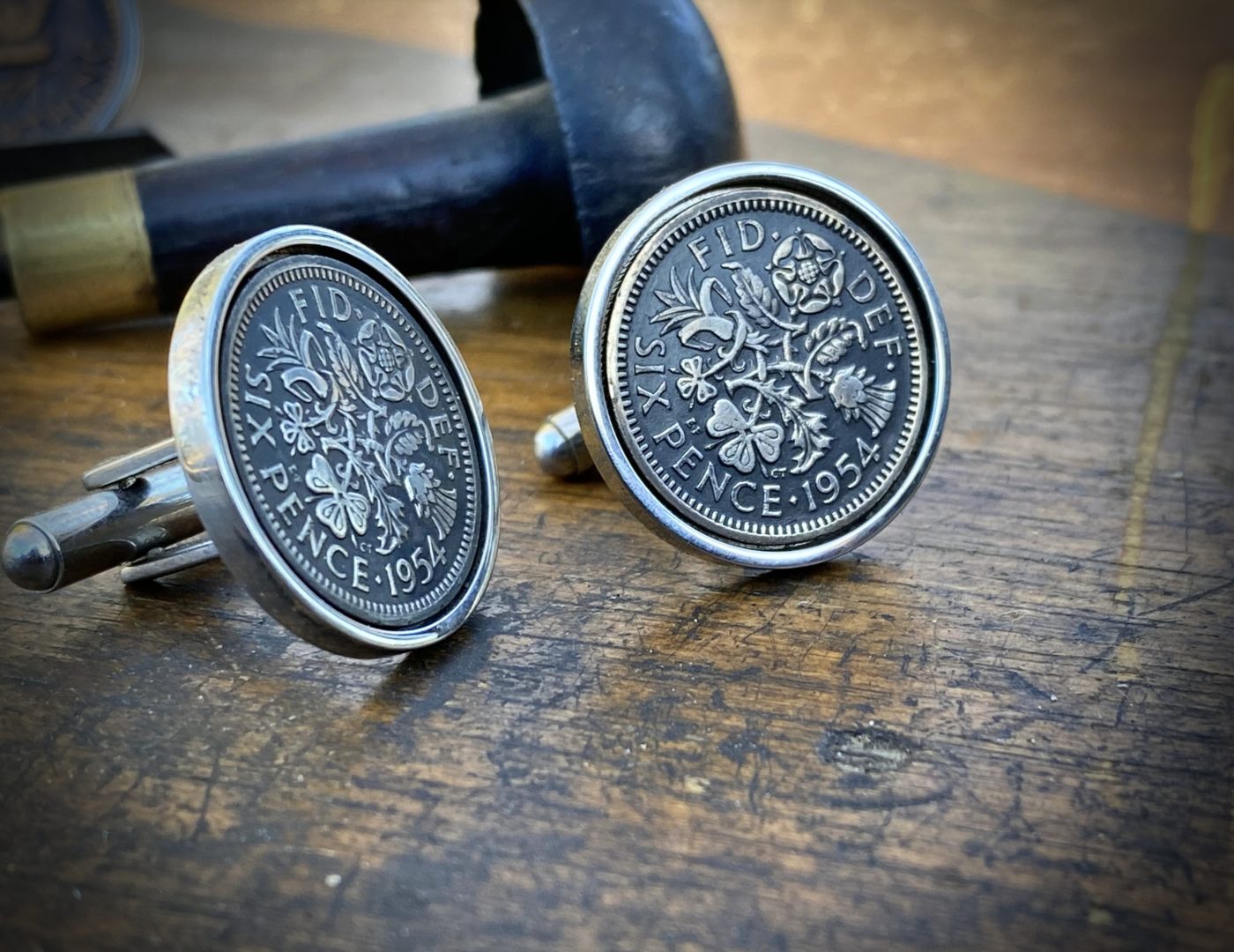 lucky sixpence cufflinks 70th birthday present gift for man