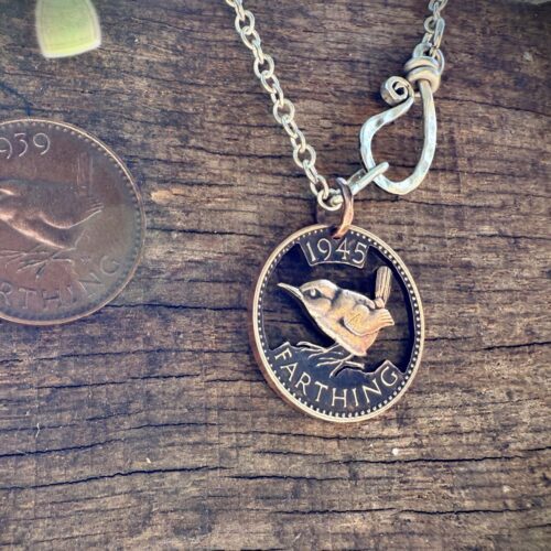 1946 80th birthday special Jenny wren Farthing coin necklace pendant