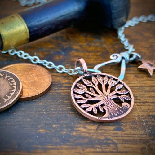 40th birthday gift tree of life made from repurposed 1986 penny coin