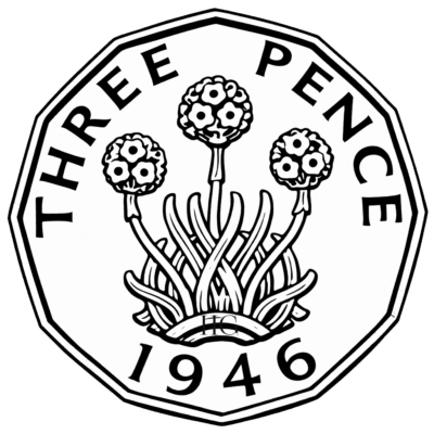 1946 threepence coin 80th Birthday gifts handmade in England silver jewellery