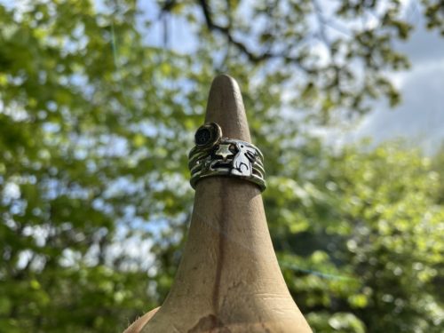 Moon Gazing hare handmade and eco conscious, ethical, renewable, green jewellery made in Cambridge by local artisan jeweller with hand tools and love