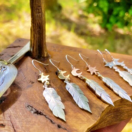 handcrafted and original silver feather earrings made with ethical considerations and materials