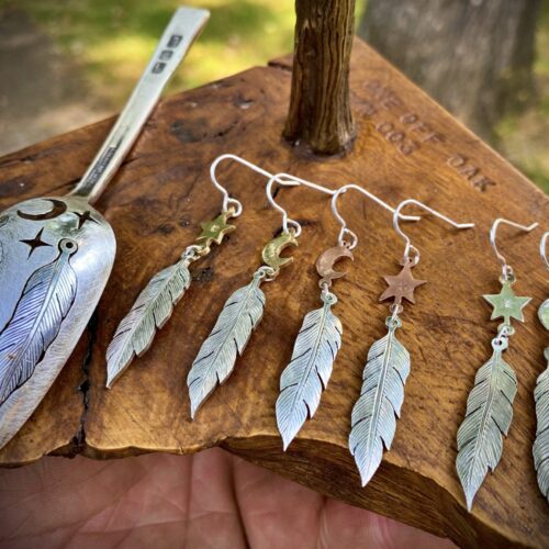 handcrafted and original silver feather earrings made with ethical considerations and materials