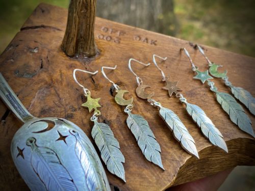 handcrafted and original silver feather earrings made with ethical considerations and materials
