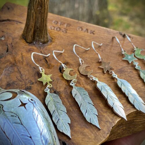 handcrafted and original silver feather earrings made with ethical considerations and materials