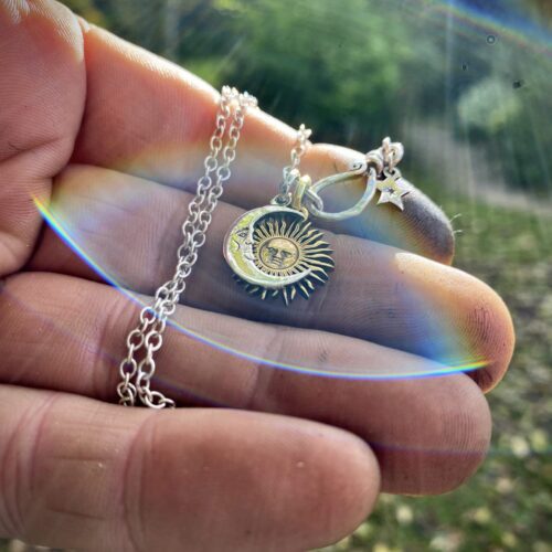 sun and moon jewellery made from old coins unique to hairy growler