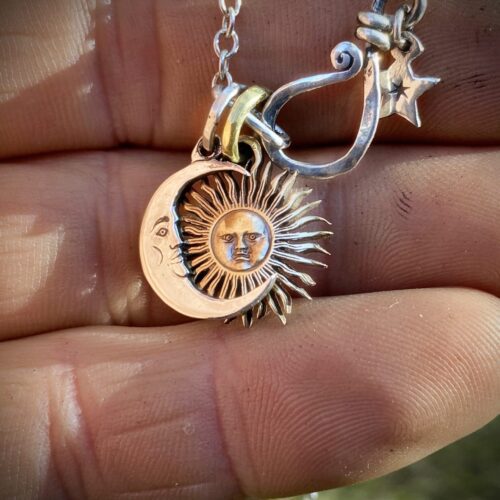 sun and moon jewellery made from old coins unique to hairy growler