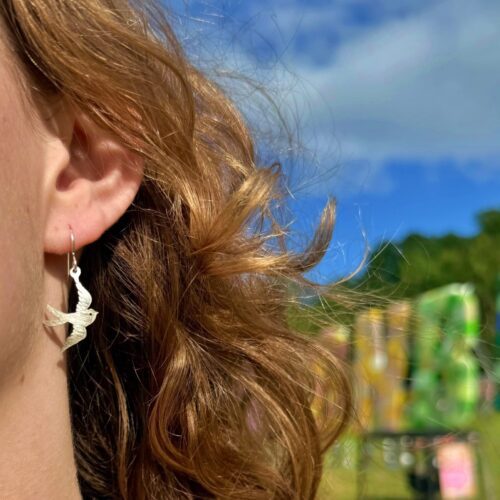 freedom and love swallow bird earrings recycled spoon