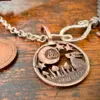 50th birthday gift handmade and upcycled summer solstice Strawberry Moon gazing hare solstice coin necklace pendant made in England