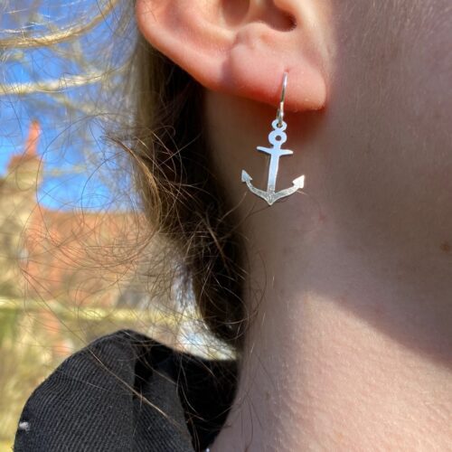 anchor earrings made sustainably from recycled vintage spoons
