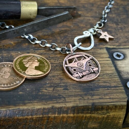 40th 50th VW campervan split screen wagon birthday coin gift handmade and ethical recycled UK England made.
