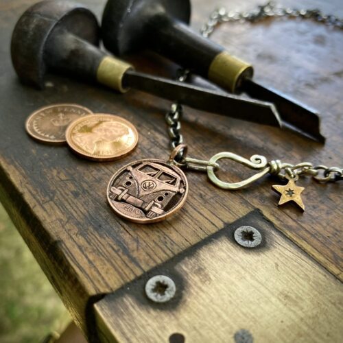40th 50th VW campervan split screen wagon birthday coin gift handmade and ethical recycled UK England made.