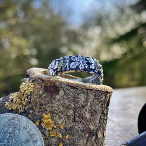 sacred grove ogham tree zodiac ring made from a 120 year old silver coin