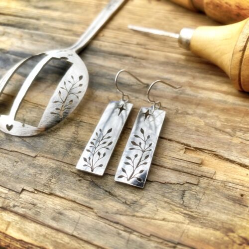 handcrafted and recycled spoon meadow earrings