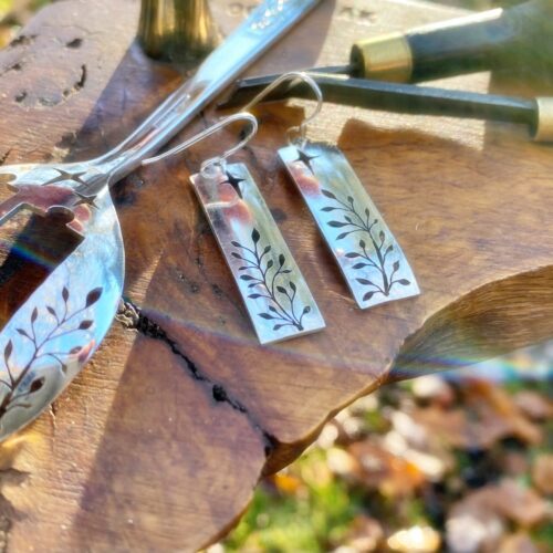 handcrafted and recycled spoon meadow earrings