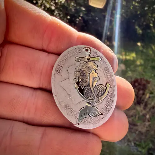 handmade and recycled silver mermaid necklace