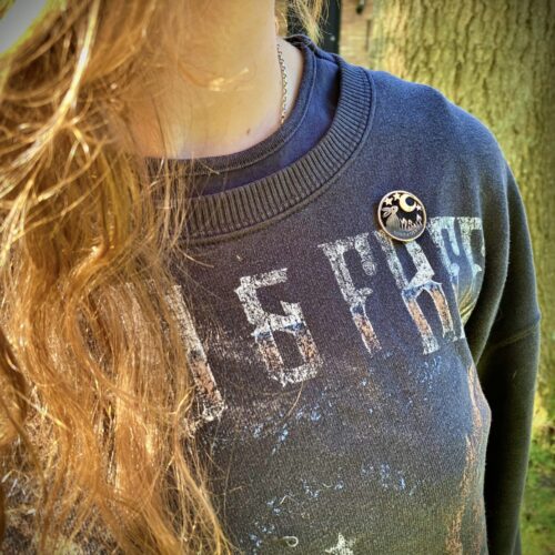 Moon gazing hare brooch badge hand cut and carved from old coin perfect special 50th birthday gift, 60th, 70th, 80th or 40th