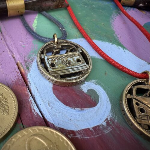 vw campervan splitty split screen handmade coin necklace pendant jewellery