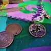 handmade and upcycled Strawberry Moon gazer bunny hare coin necklace pendant made from a British half penny perfect 40th or 50th special birthday gift idea