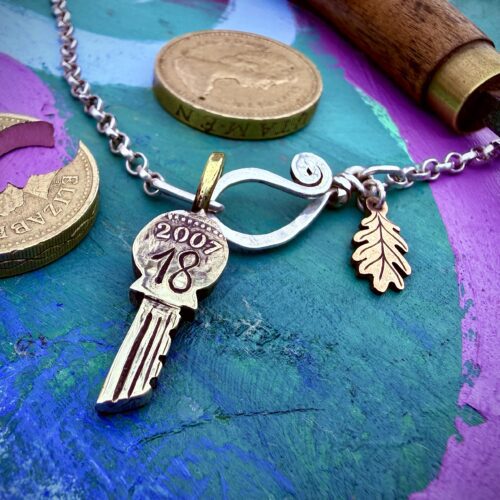 18th birthday traditional key made from recycled coins sustainable and unique