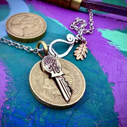 18th birthday traditional key made from recycled coins sustainable and unique