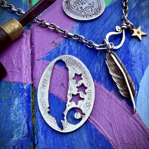 Feather ethical jewellery handmade and recycled silver feather necklace