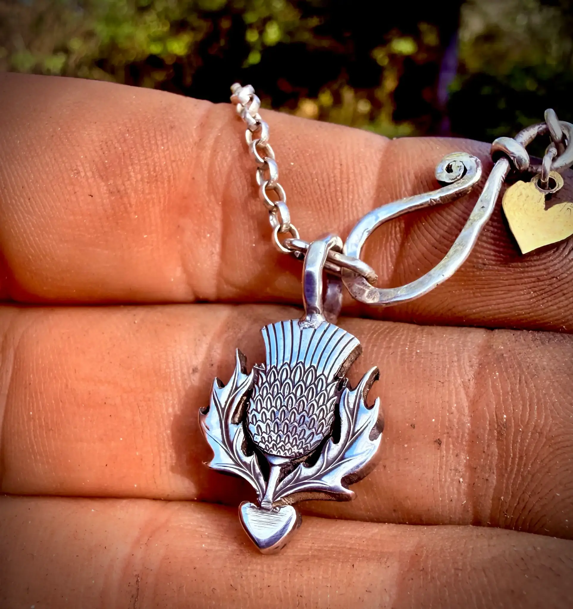 Thistle necklace pendant handmade from an silver proof collectors coin