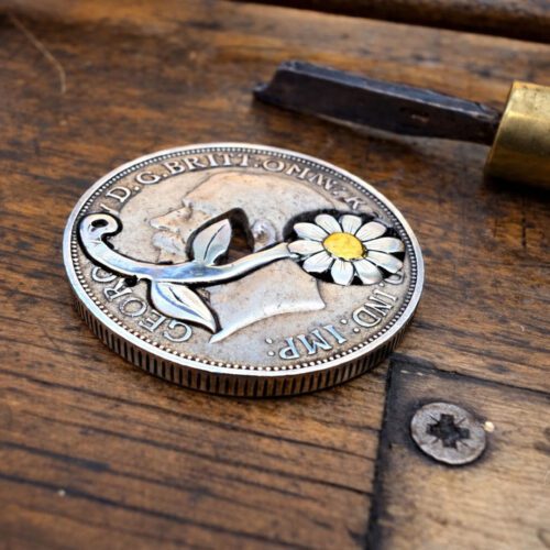 Florin Daisy necklace recycled silver coins