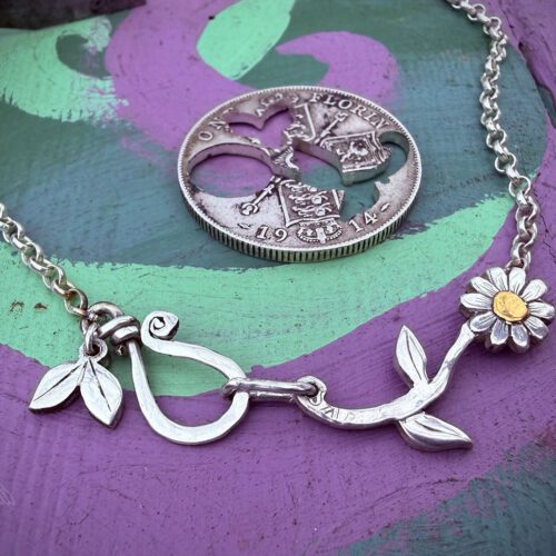 Florin Daisy necklace recycled silver coins