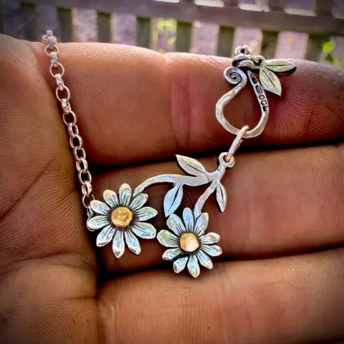 Florin Daisy necklace recycled silver coins