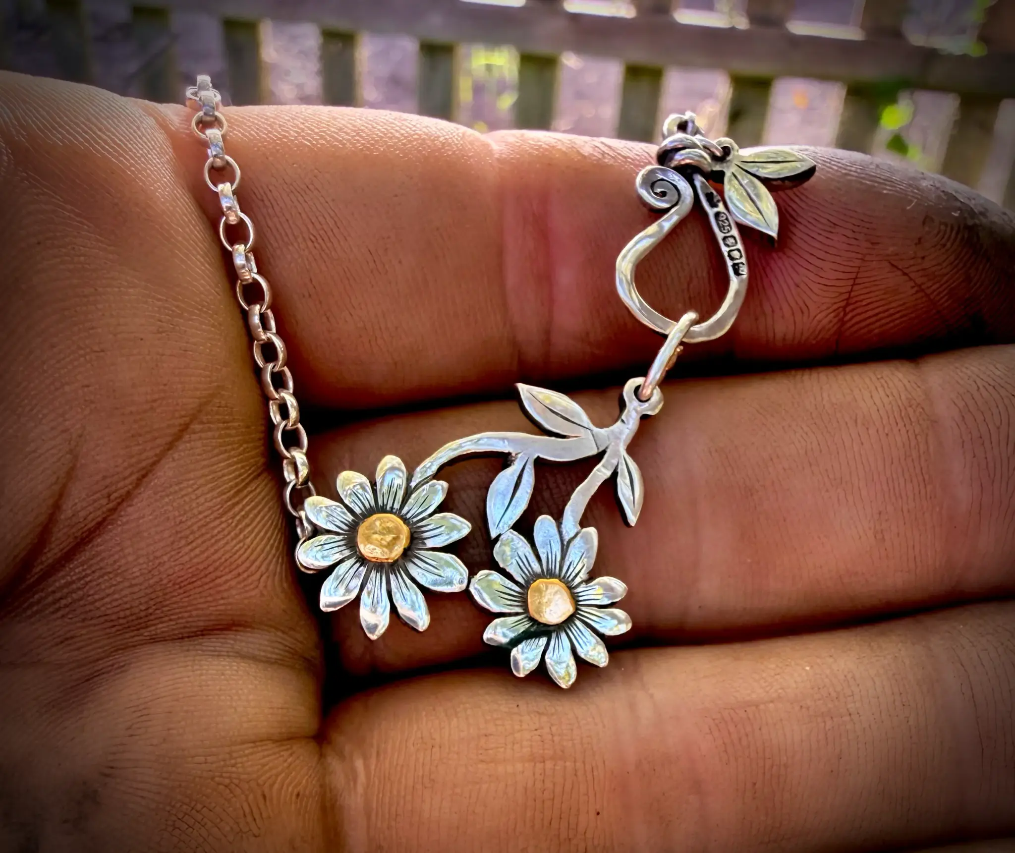 Florin Daisy necklace recycled silver coins