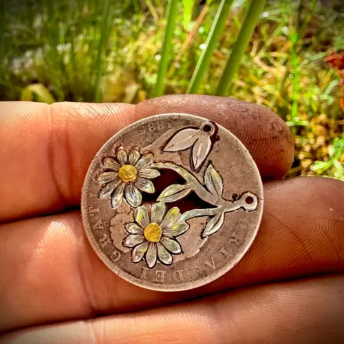 Florin Daisy necklace recycled silver coins