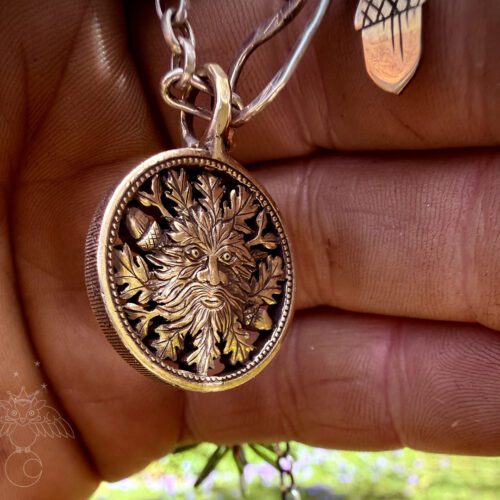 green man recycled pound coin necklace pendant