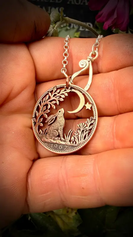 aefen penny hare moon gazing in awe coin jewelry