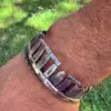 Stonehenge Celestial bracelet cuff a signature work by Hairy Growler, Cambridge. Made in England