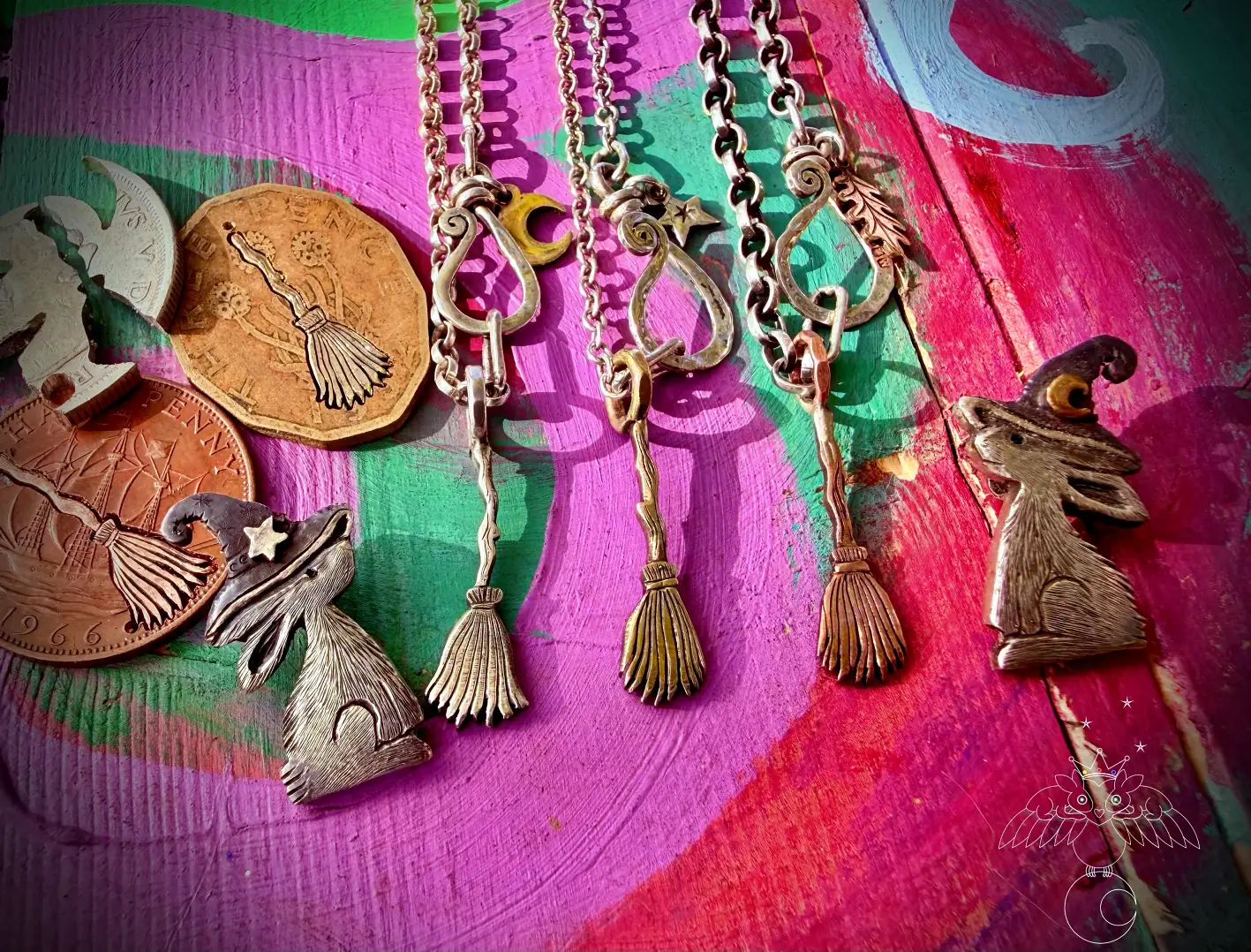 witch's broomstick charm a witches amulet and etc.