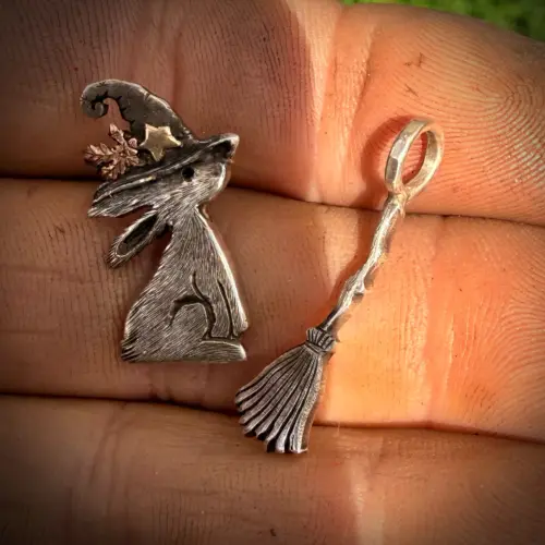 witch's broomstick charm a witches amulet and etc.